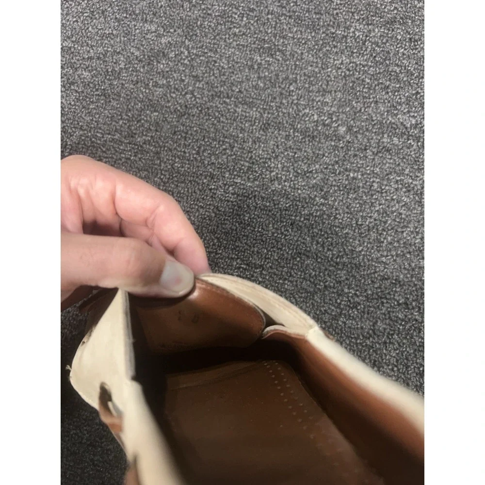 Allen Edmonds Force‎ 10 Boat Shoes Beige Cream Leather Mens Size 9